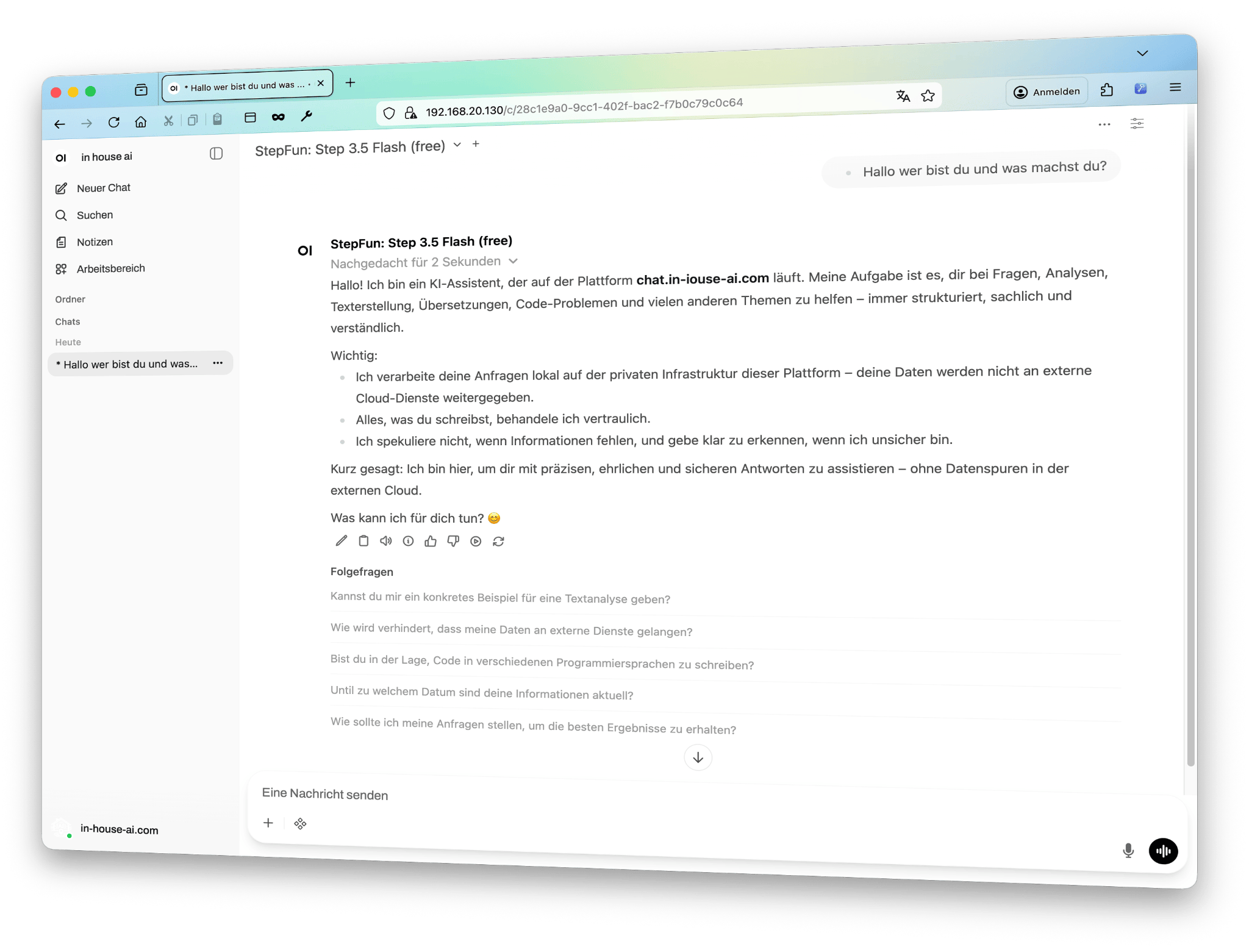 Model management – screenshot